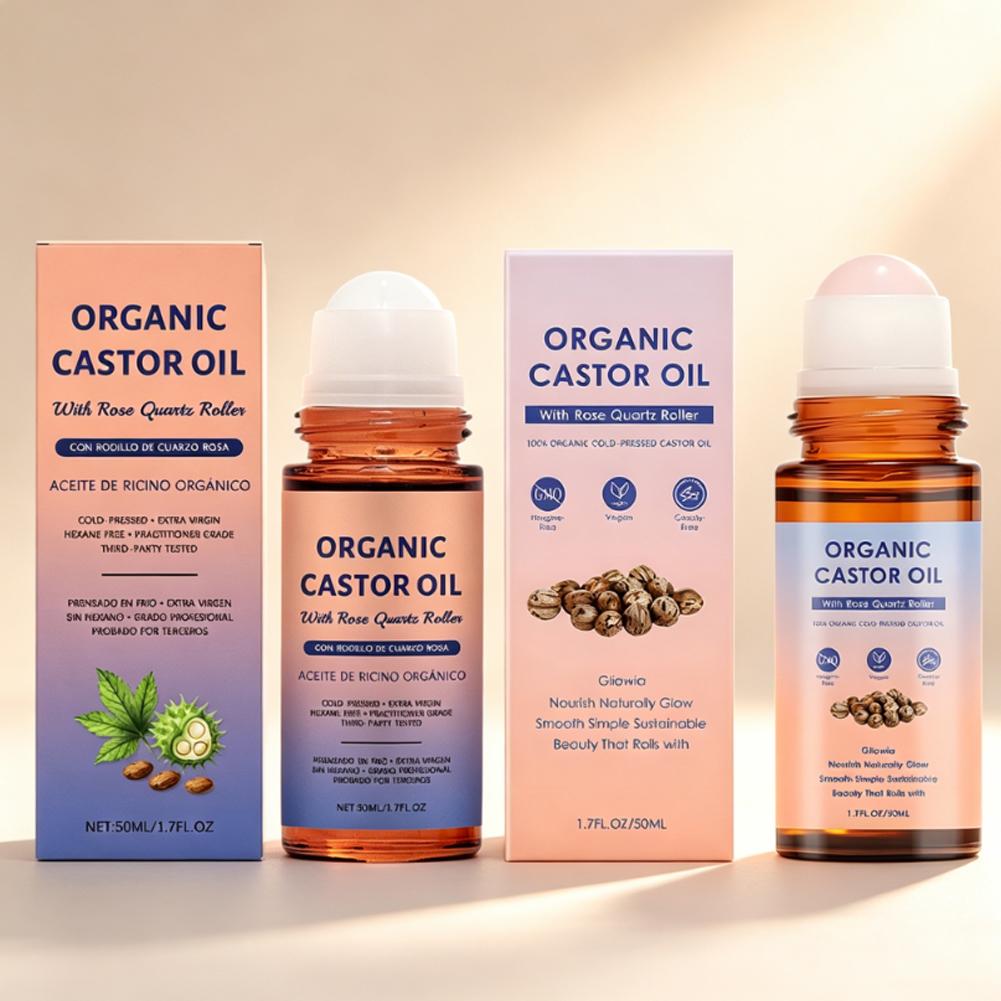 Hair Care Organic - Bio-Rizinusöl mit Rosenquarz-Roller Haar- und Körperpflegeöl